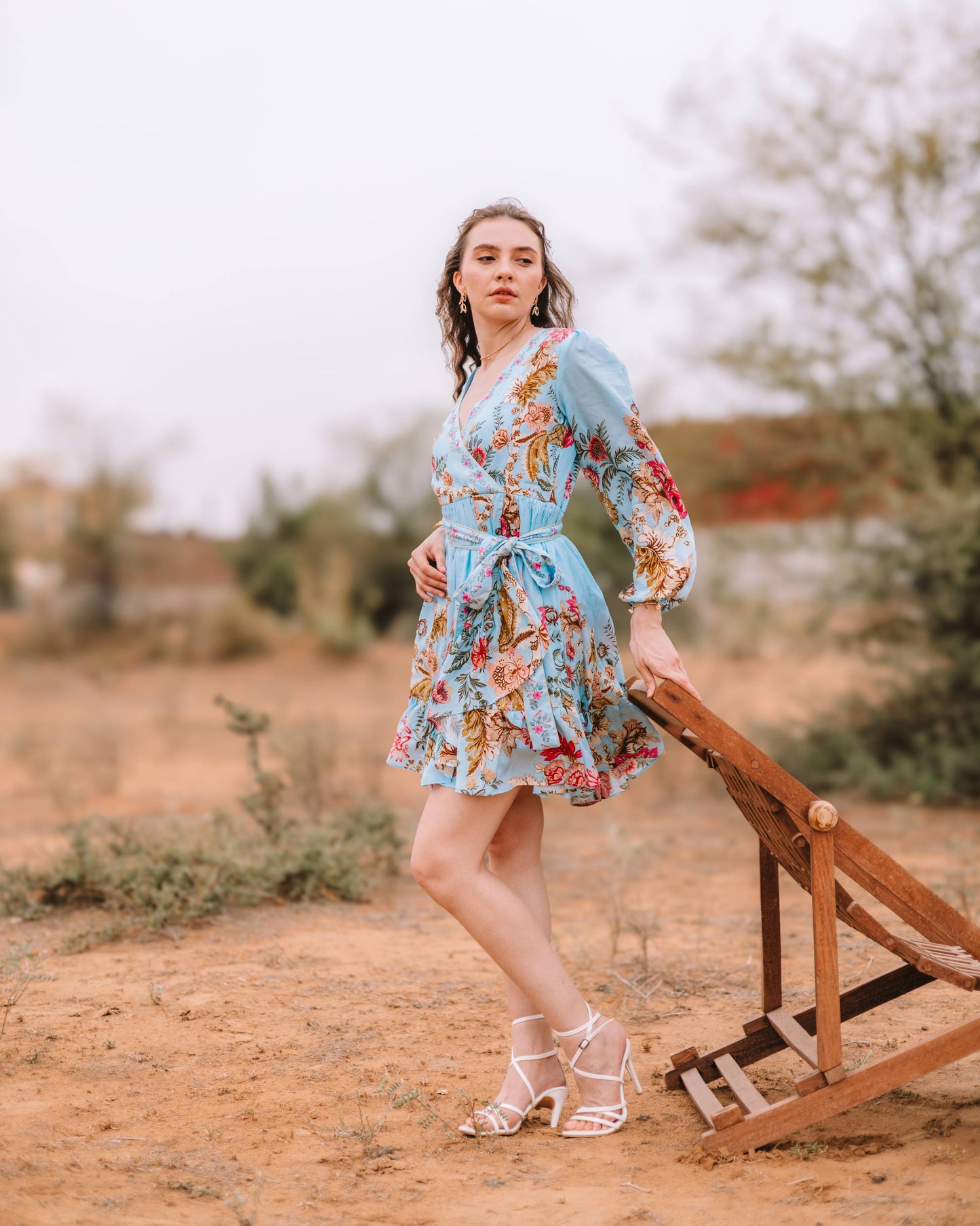 long sleeve wrap dress mini
