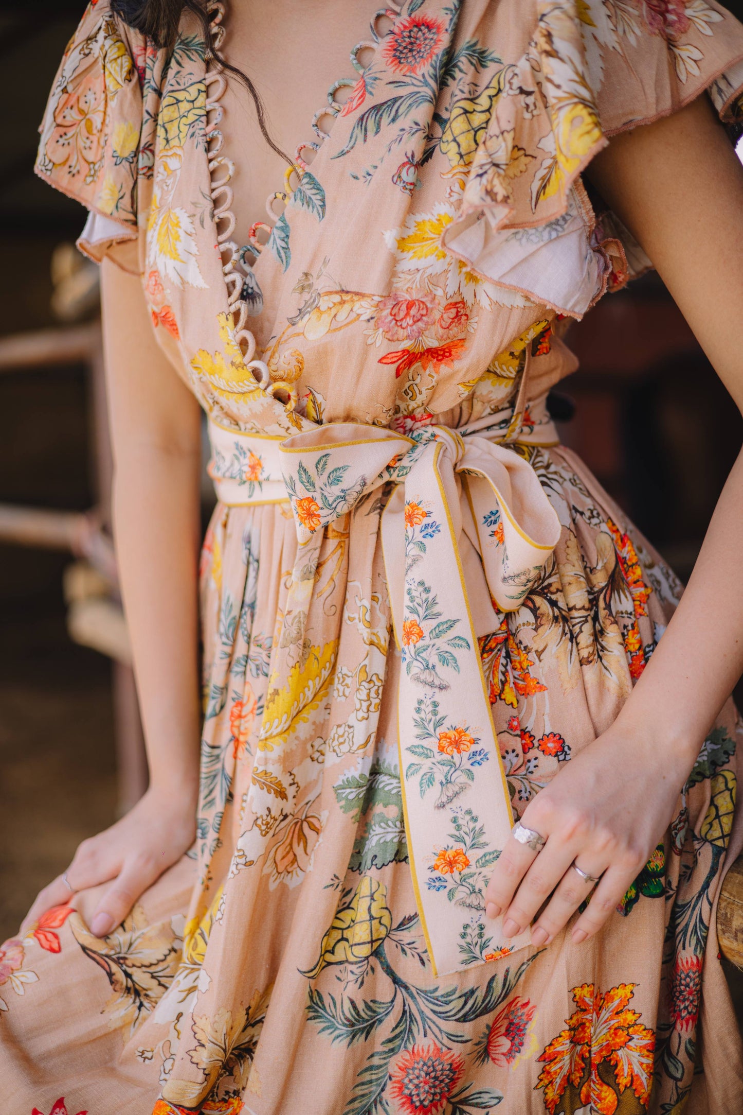 ruffled midi dress