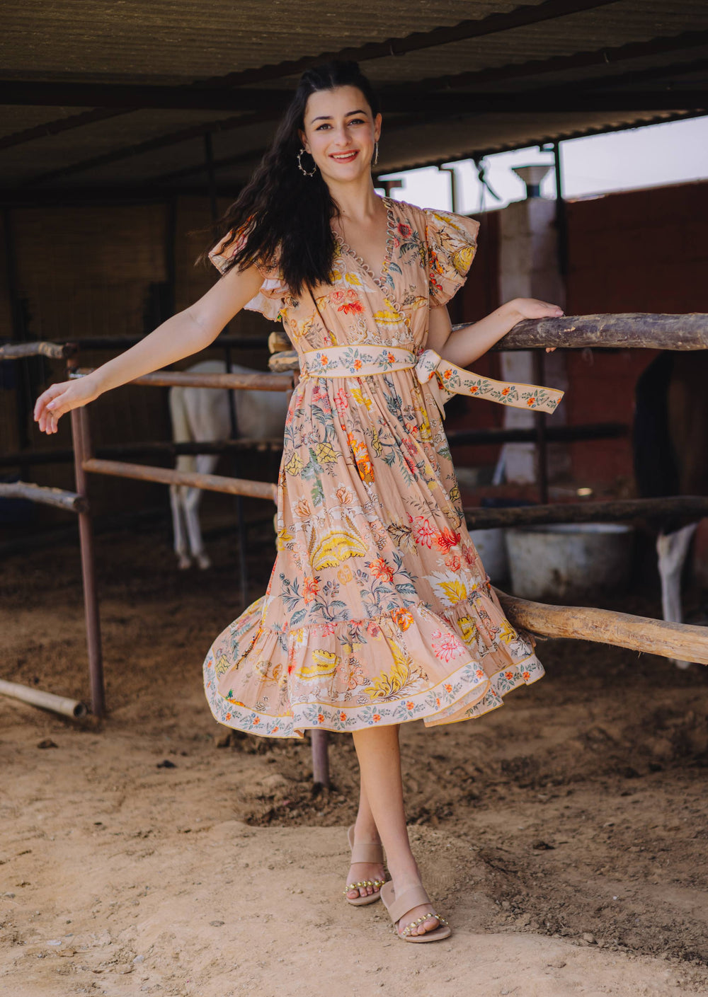 Meher Ruffle Midi Dress